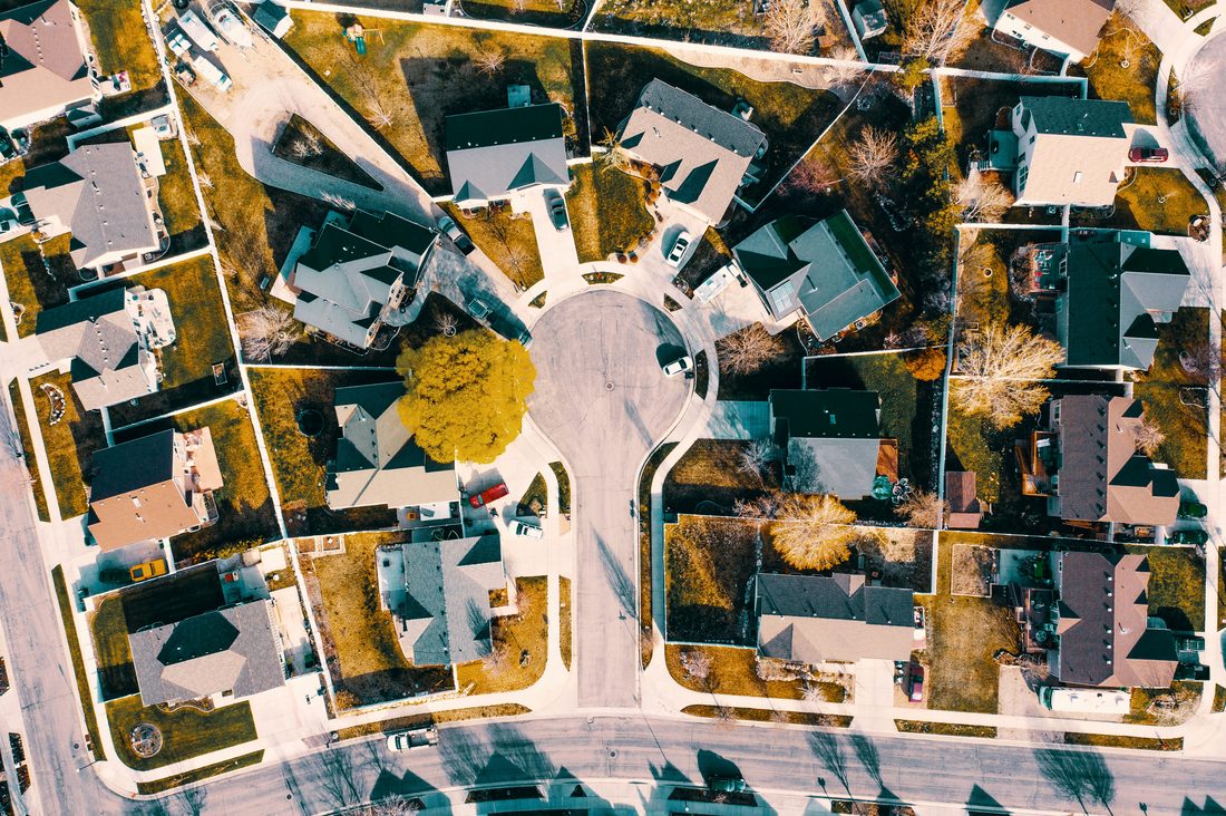 Aerial view of a North Carolina residential neighborhood